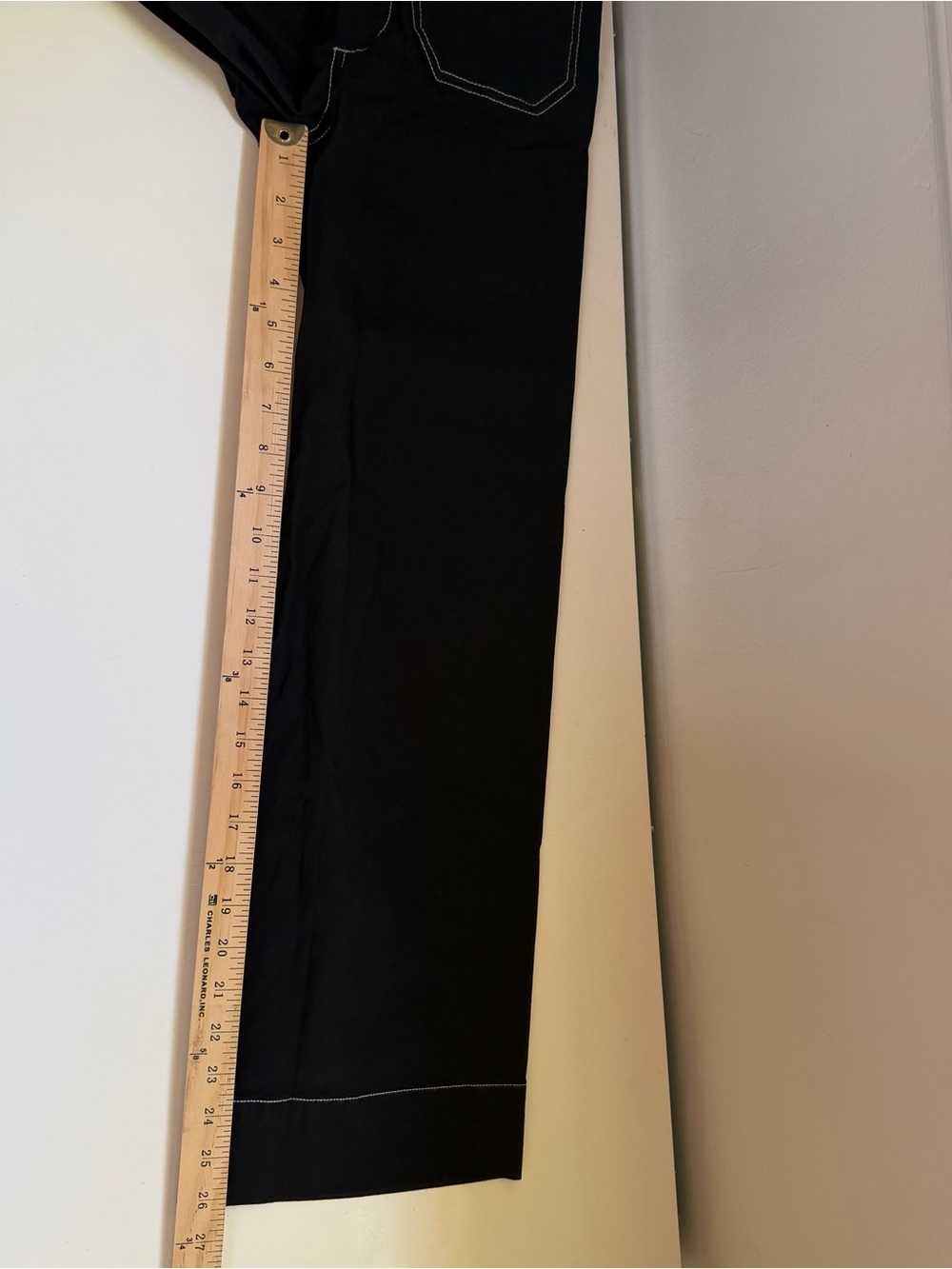 Maeve Colette Pants Crop Wide Leg Contrast Stitch Black High Rise Size 26 - Picture 7 of 10